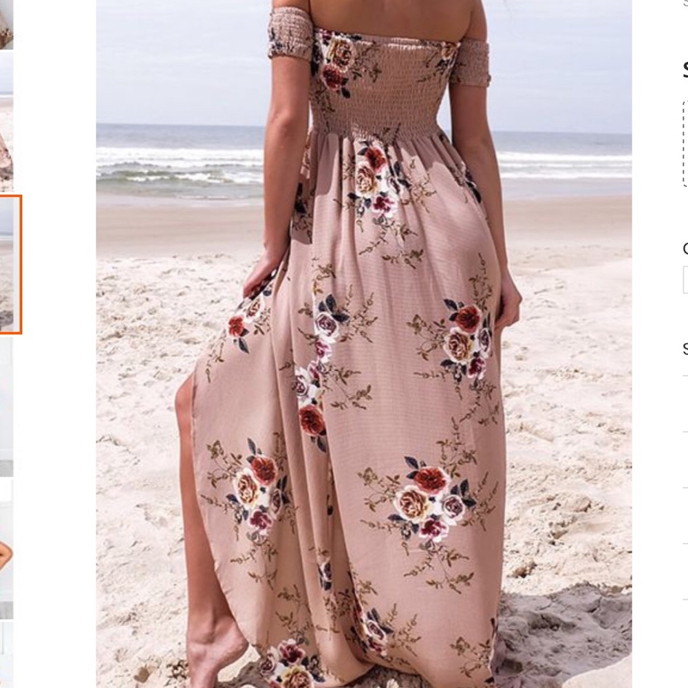 Available Chiffon Maxi Lining Floral Beach Dress - Picture 7 of 7